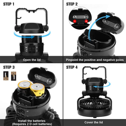 Portable LED Camping Lantern with Ceiling Fan