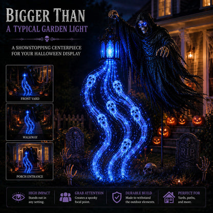 💀 Spooky Animated Grim Reaper Halloween Light – Easy-Setup Haunted Décor 🎃