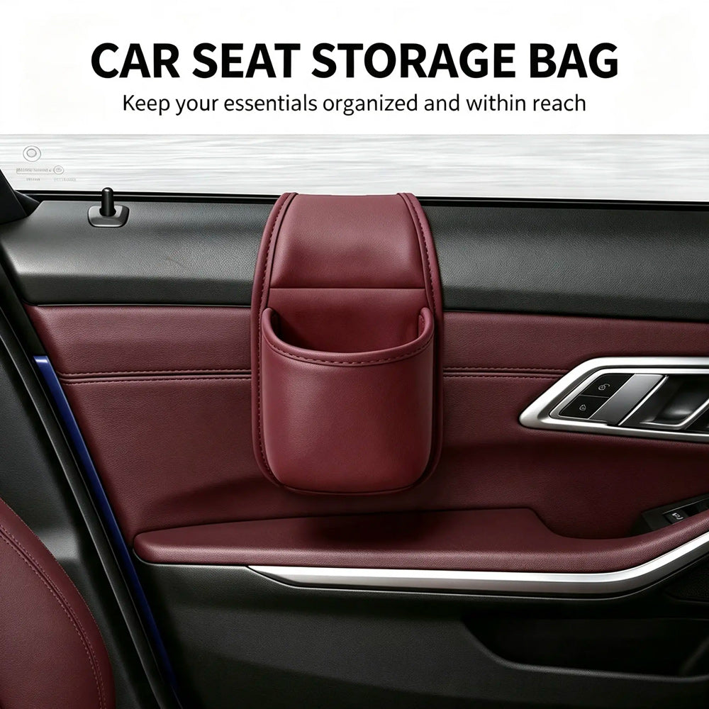 🚗 Leather Car Door Storage Organizer – Space-Saving Pocket for Phones, Keys & Daily Essentials