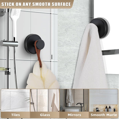 4pcs No-Drill Suction Cup Hooks for Bathroom & Kitchen, Holds Towels, Robes, Loofah on Glass & Mirror