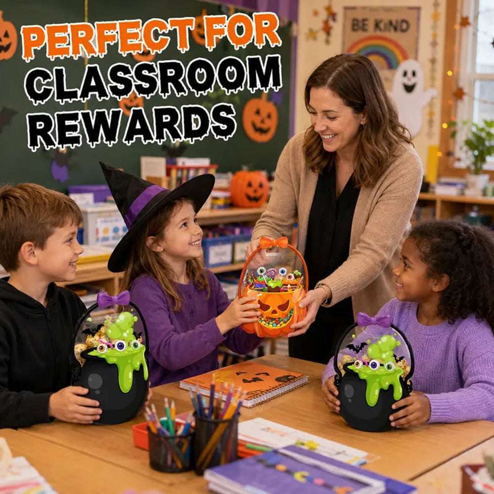 20-Pack Pumpkin Halloween Treat Bags – Resealable Clear Favor Bags with Handles