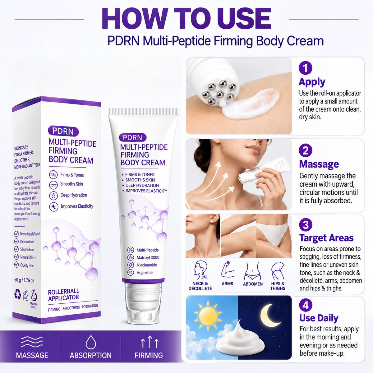 Multi-Peptide Massage Roller Cream | Anti-Aging · Hydration · Firming & Lifting ✨