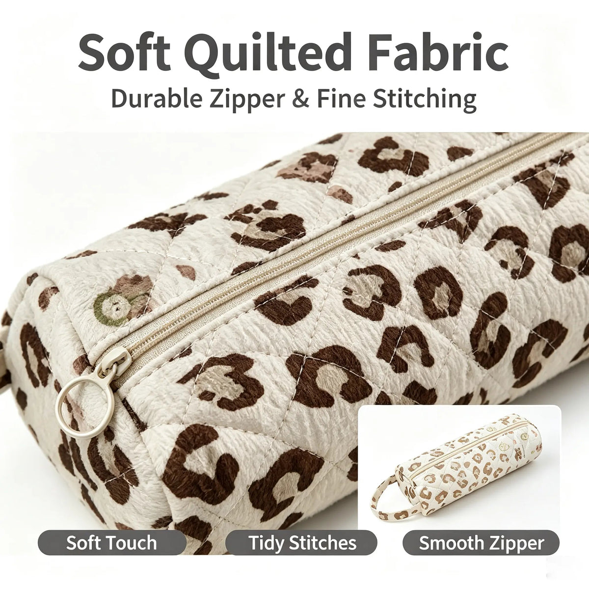 Quilted Multi-Purpose Bag, Portable Zipper Makeup Pouch with Handle 🧺