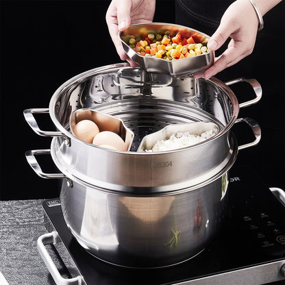 🍲 3-Piece Stainless Steel Steamer Set with Lid