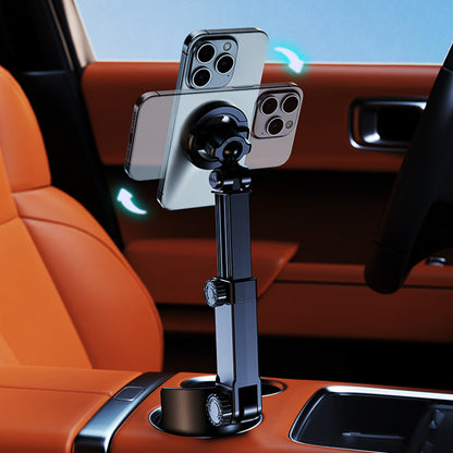 Car Cup Holder Phone Mount – 360° Adjustable, Strong N52 Magnet, One-Hand Operation, Fits All Phones
