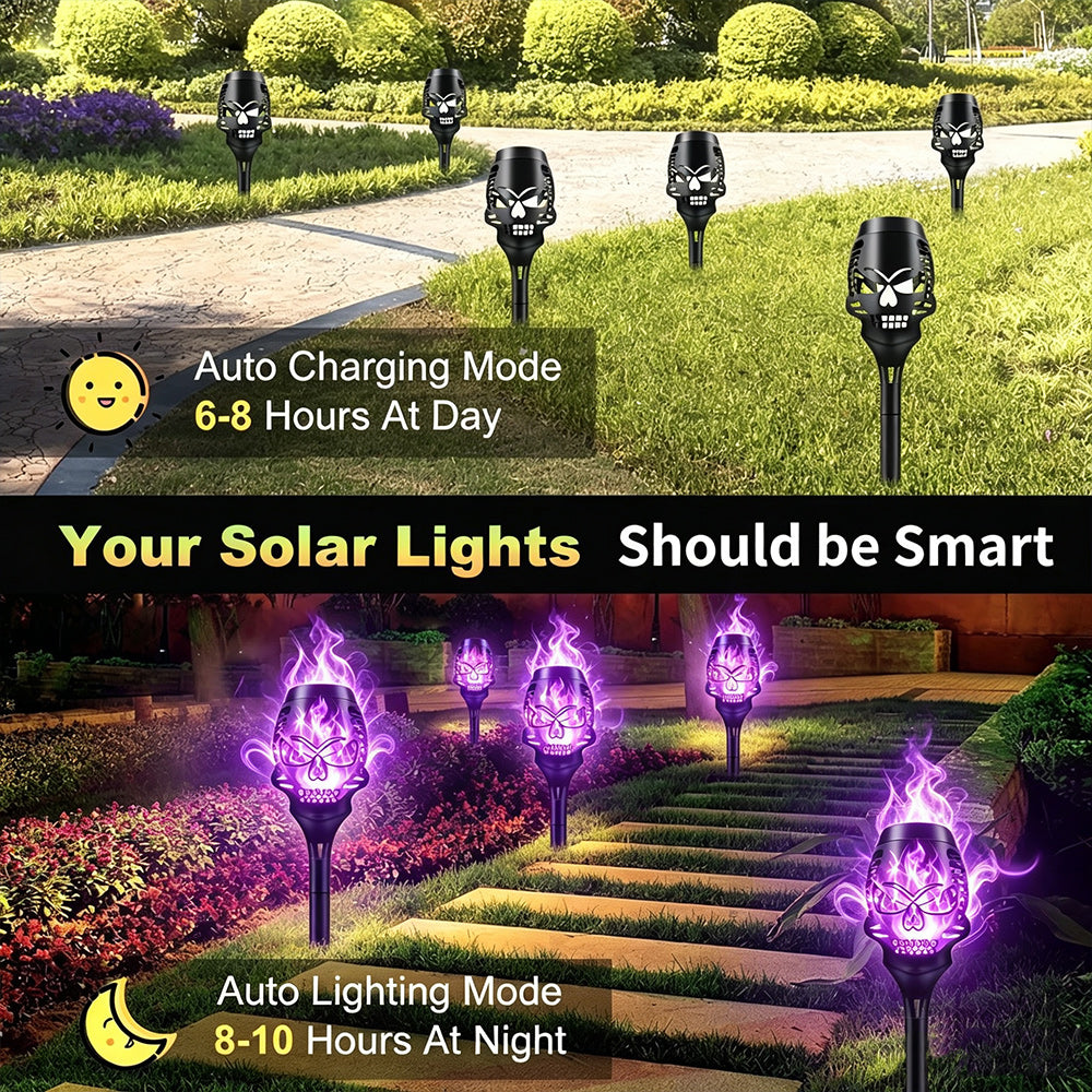 Halloween Solar Skull Flame Lights