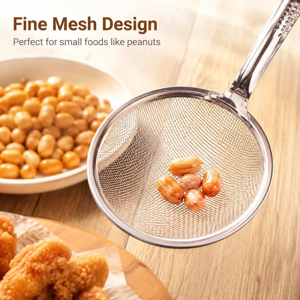2-in-1 Stainless Steel Oil Frying Strainer Tongs