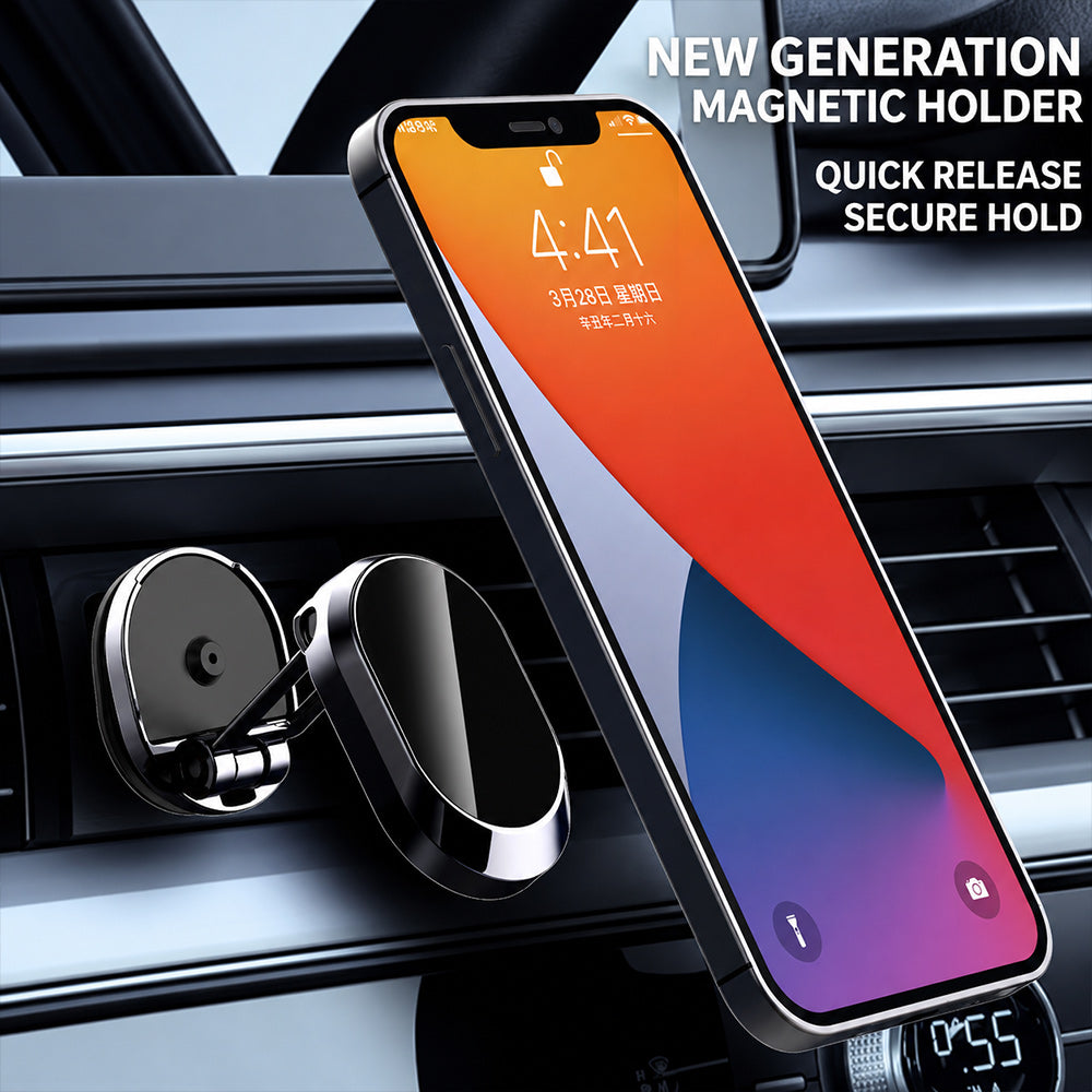 🚗 360° Foldable Magnetic Car Phone Holder – Adjustable Hands-Free Dashboard Mount 📱✨