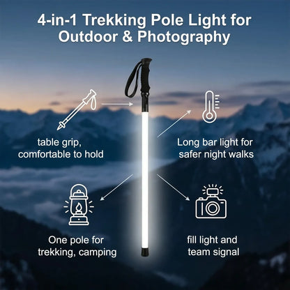 Laser Saber LED Trekking Poles, Waterproof Aluminum Hiking Sticks for Night Camping & Survival