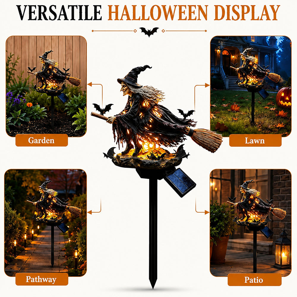 Halloween Witch Broom Solar Light