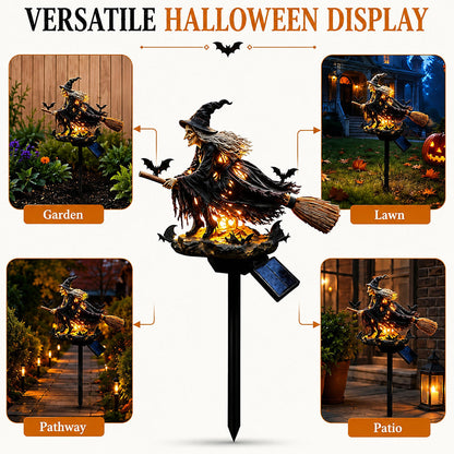 Halloween Witch Broom Solar Light