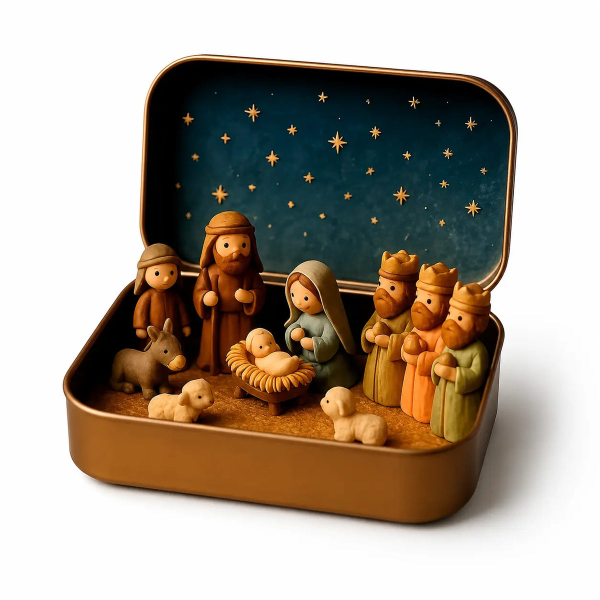 🙏 Pocket-Size Mini Nativity Scene Set – Hand-Painted Religious Christmas Decor 🎄✨