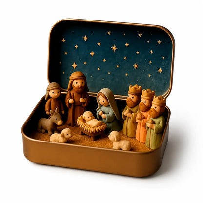 🙏 Pocket-Size Mini Nativity Scene Set – Hand-Painted Religious Christmas Decor 🎄✨
