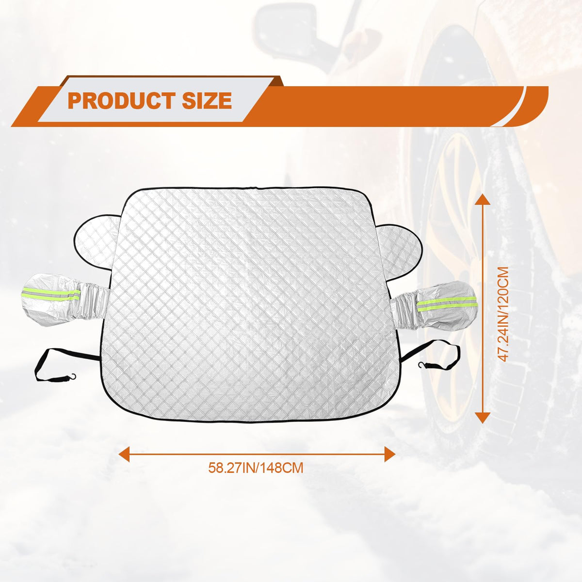 ❄️🚗Magnetic Foldable Windshield Ice Snow Cover with Side Mirror Sleeves & Hooks