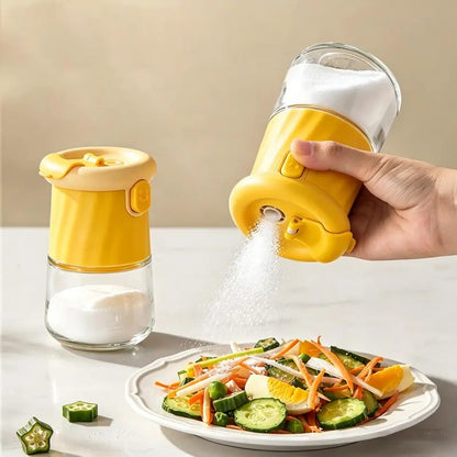 2-in-1 Quantitative Glass Salt Shaker, Press Control Dual Mode Seasoning Dispenser 🧂