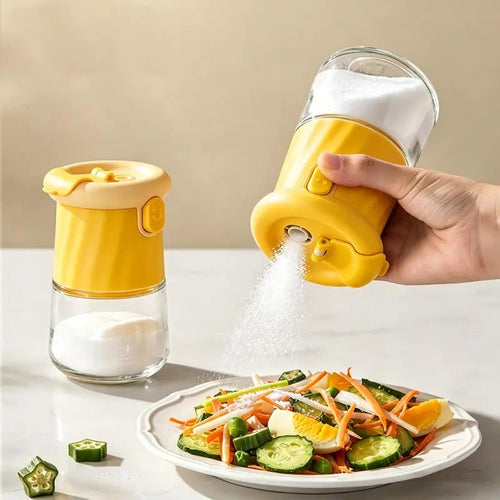 2-in-1 Quantitative Glass Salt Shaker, Press Control Dual Mode Seasoning Dispenser 🧂