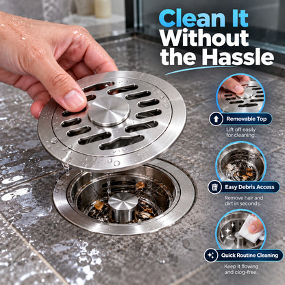 🚿✨ Stainless Steel Floor Drain – Anti-Odor & Fast Drainage Shower Drain with Removable Core