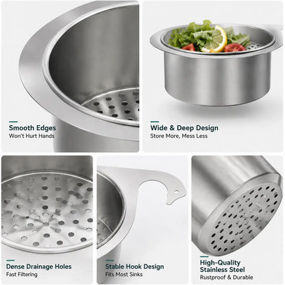 🧺 Stainless Steel Sink Drain Basket – Hanging Kitchen Organizer
