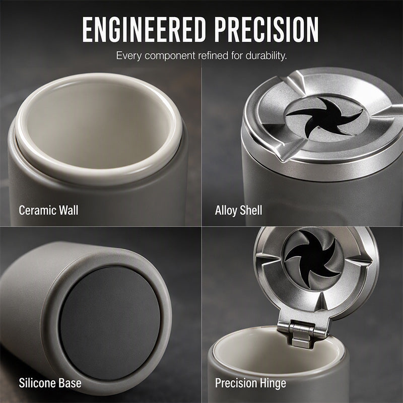Rotating Car Ashtray with Ceramic Inner Liner 🚗🗑️