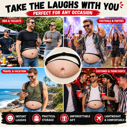 🎒Ultra-Realistic Beer Belly Fanny Pack - Funny Dad Bod Waist Bag