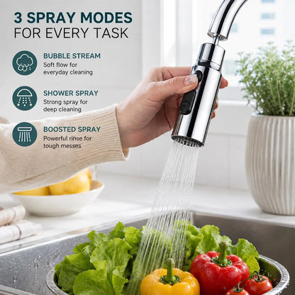 💦 360° Swivel Faucet Sprayer – 3 Spray Modes for Easy Cleaning