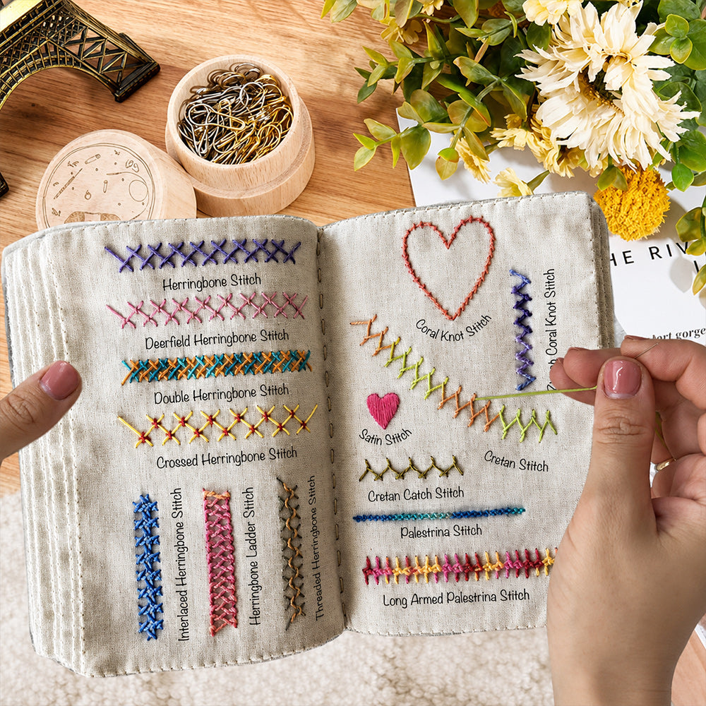 🧵 All-in-One Embroidery Stitch Book & 87-Piece Sewing Kit ✨