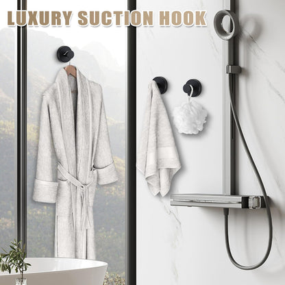 4pcs No-Drill Suction Cup Hooks for Bathroom & Kitchen, Holds Towels, Robes, Loofah on Glass & Mirror