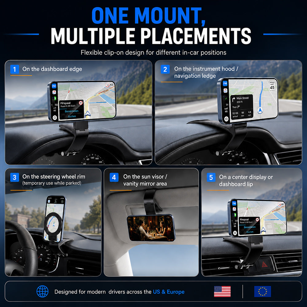 360° Adjustable Magnetic Folding Car Phone Mount