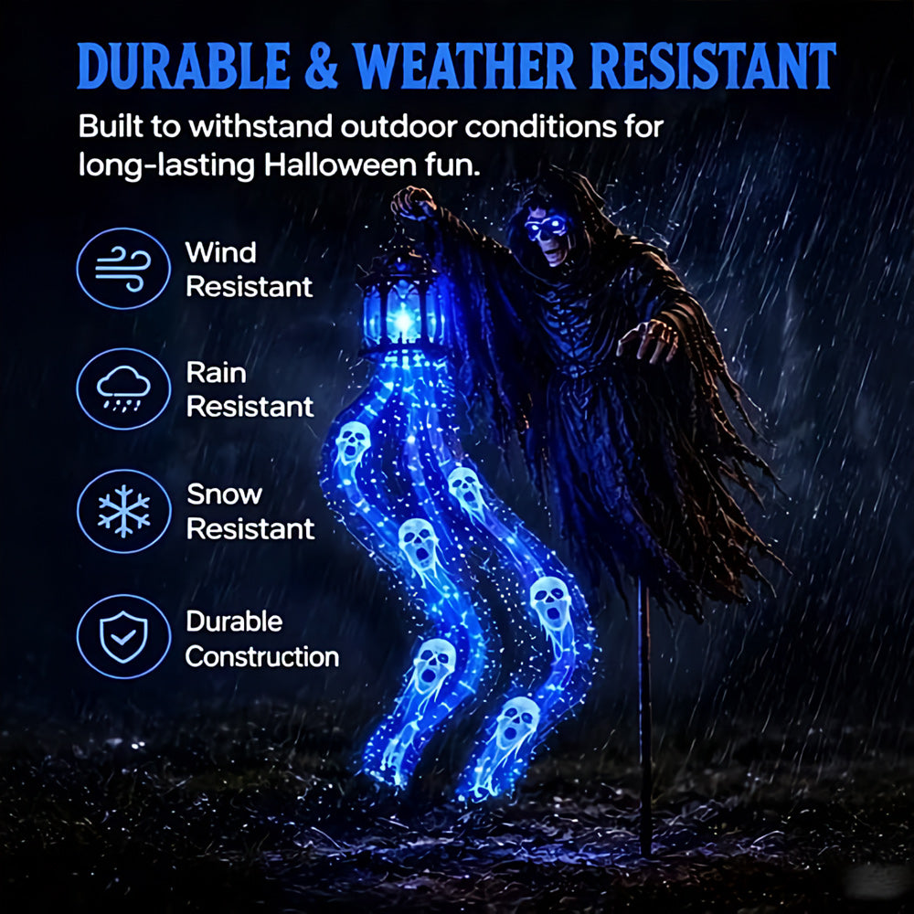 💀 Spooky Animated Grim Reaper Halloween Light – Easy-Setup Haunted Décor 🎃