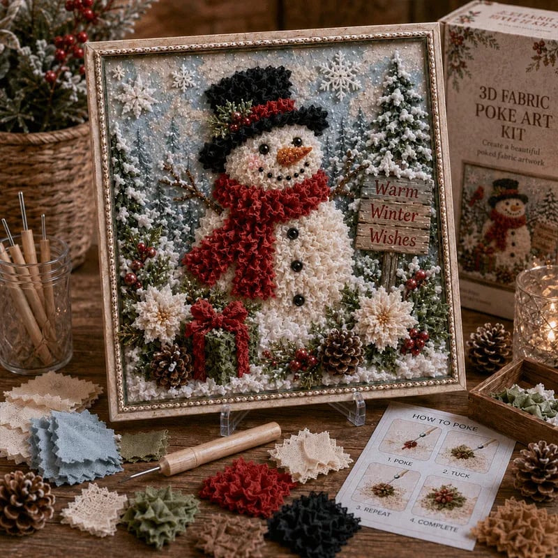 🎅🎄 Premium 3D Christmas Fabric Poke Art Kit | No‑Sew Holiday Craft Set✨