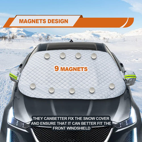 ❄️🚗Magnetic Foldable Windshield Ice Snow Cover with Side Mirror Sleeves & Hooks