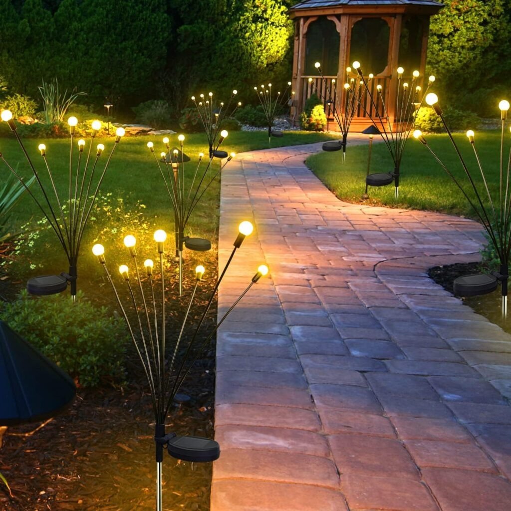 Solar Firefly Garden Lights  LED Flickering Firefly Glow Solar Pathway Lights for Yard, Patio & Landscape Decor