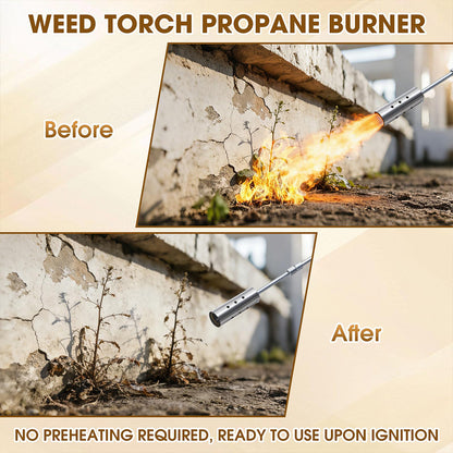 Adjustable Flame Propane Weed Torch with Non-Slip Wooden Handle