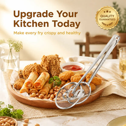 2-in-1 Stainless Steel Oil Frying Strainer Tongs