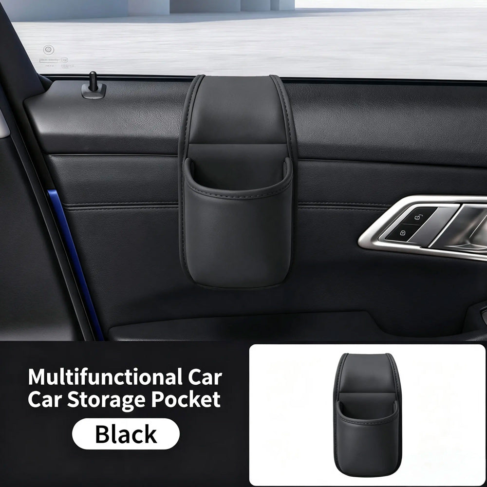🚗 Leather Car Door Storage Organizer – Space-Saving Pocket for Phones, Keys & Daily Essentials