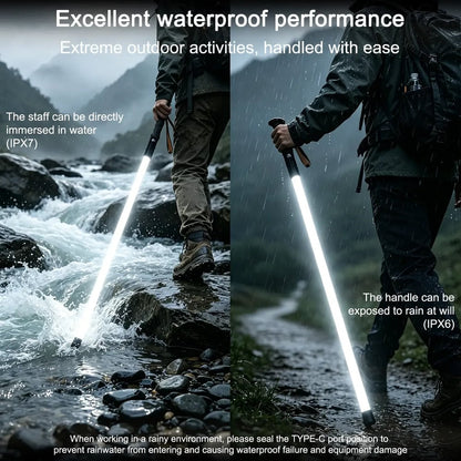 Laser Saber LED Trekking Poles, Waterproof Aluminum Hiking Sticks for Night Camping & Survival