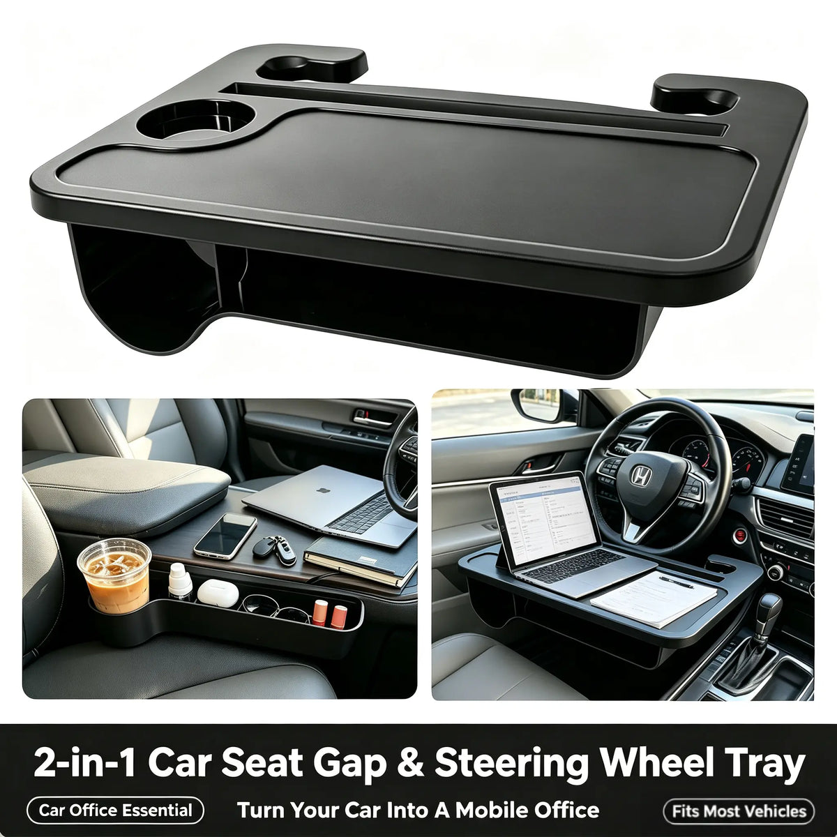🚗 2-in-1 Steering Wheel Tray & Car Desk
