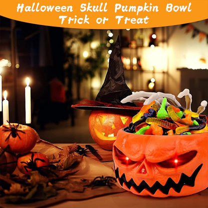 Halloween Skeleton Hand Candy Bowl with Motion Sensor and Button Control