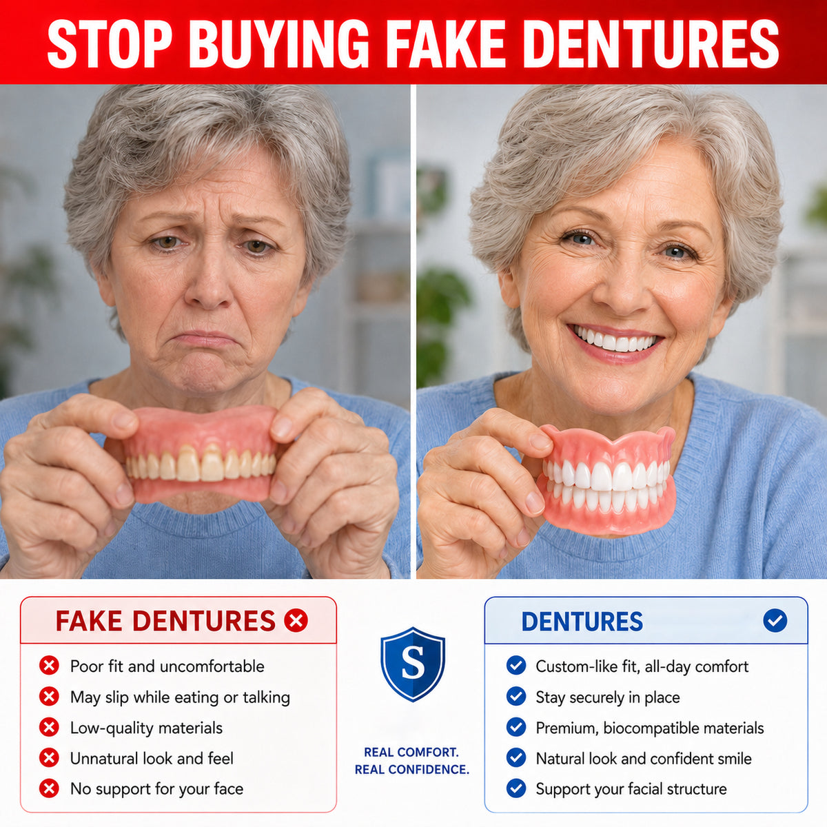 🦷 Comfort-Fit Dentures – Natural-Looking Smile for Everyday Wear