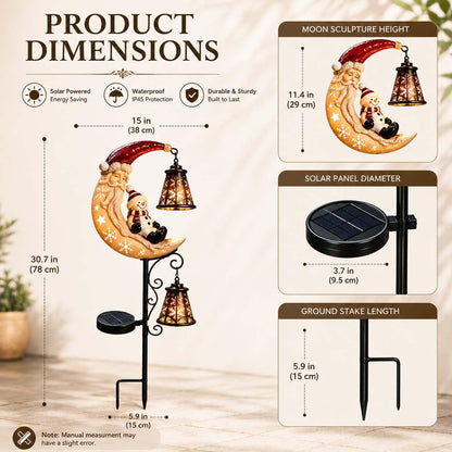 Solar Christmas Moon Snowman Lamp Post Decoration LED Stake Light