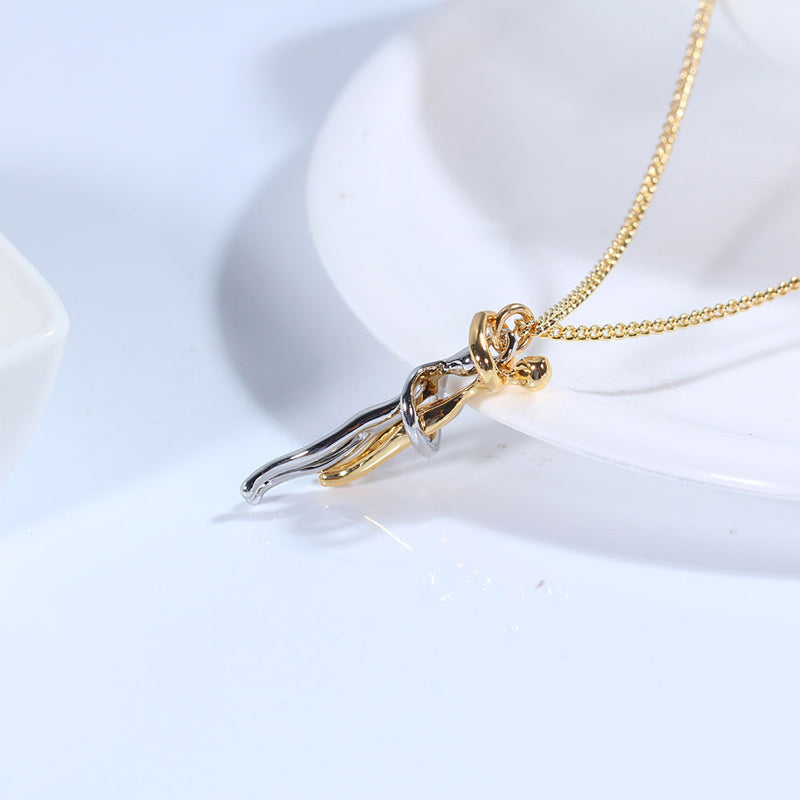 Couple hugging necklace