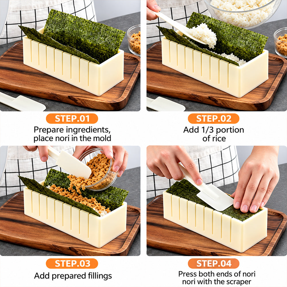 🍣 DIY Sushi Maker Mold | HIPS Non-Stick Sushi Rolling Tool with Cutting Groove