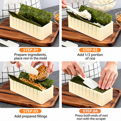 🍣 DIY Sushi Maker Mold | HIPS Non-Stick Sushi Rolling Tool with Cutting Groove