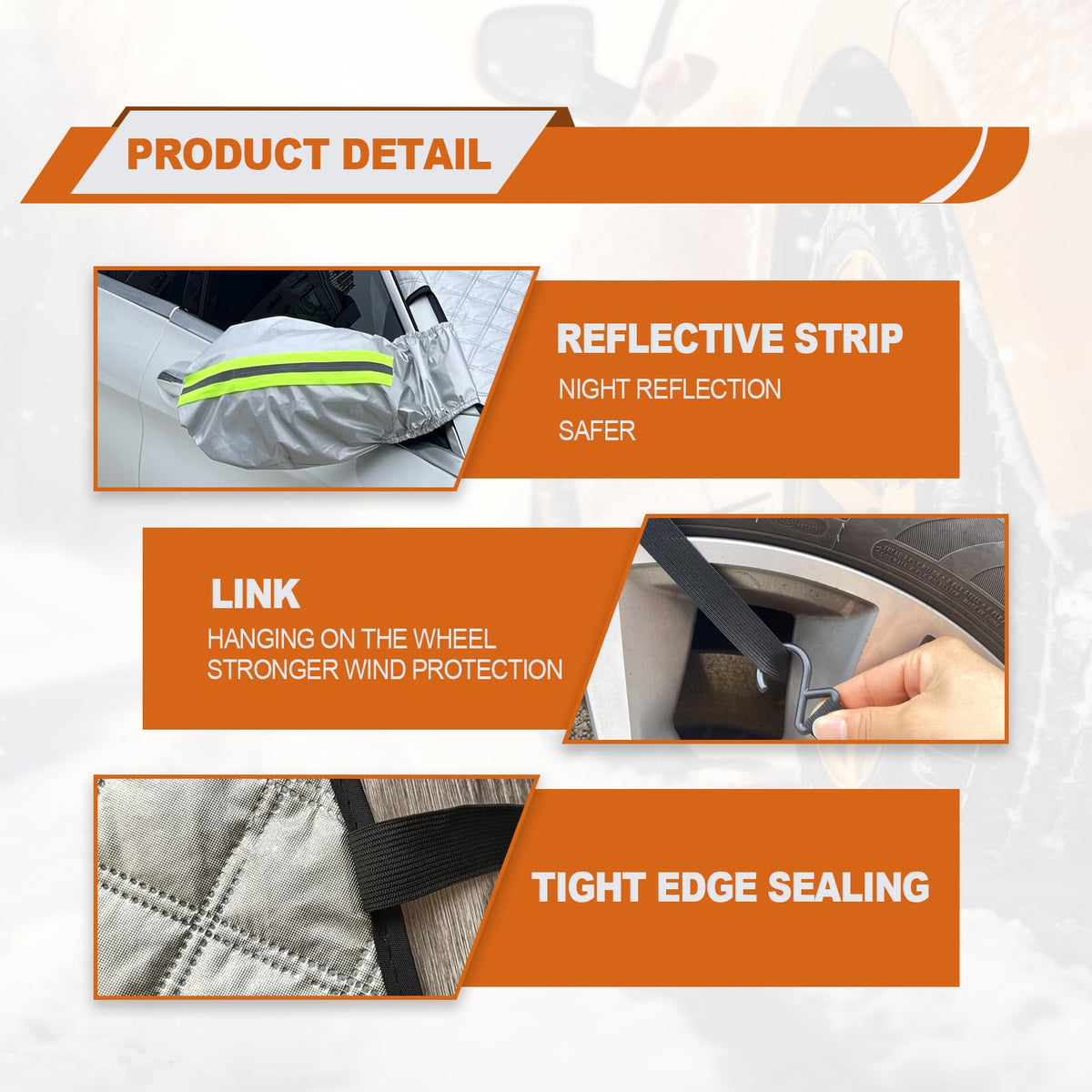 ❄️🚗Magnetic Foldable Windshield Ice Snow Cover with Side Mirror Sleeves & Hooks