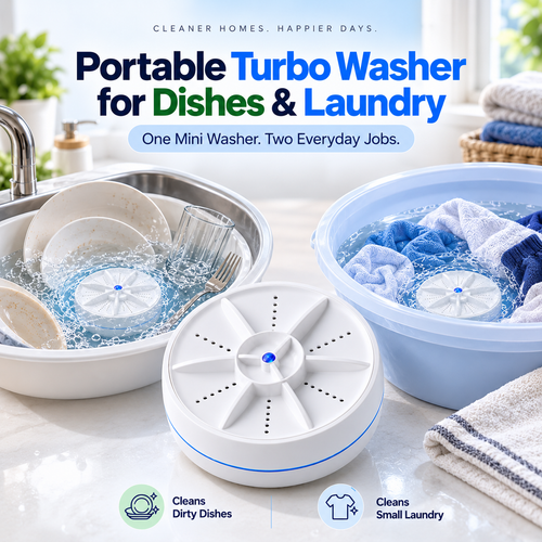 🌀Portable Turbo Washer for Dishes & Laundry