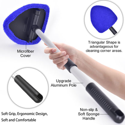 🚗🧽 180° Rotating Car Windshield Cleaner – Extendable Microfiber Glass Cleaning Kit ✨