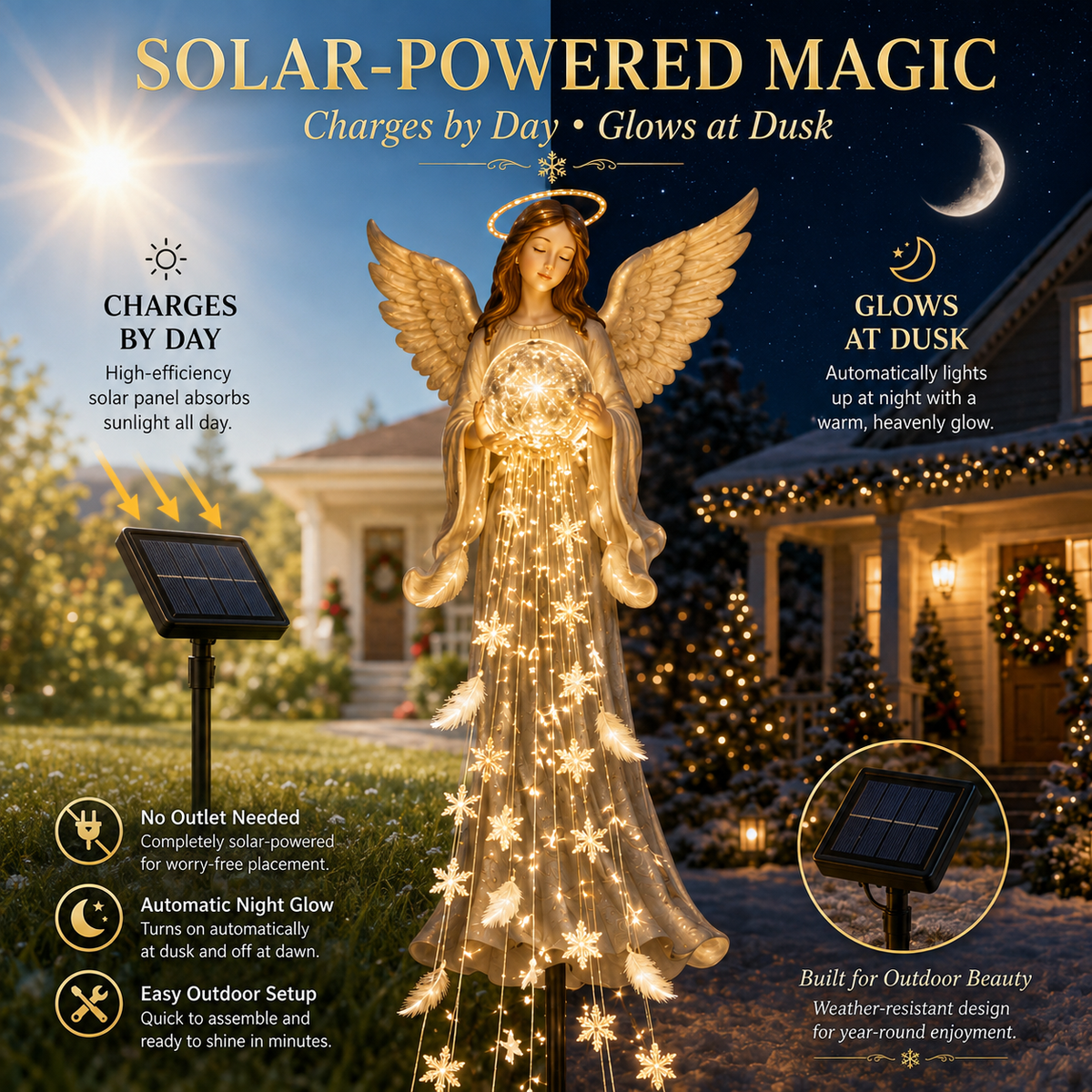 👼✨ Solar Angel Memorial Garden Light – Peaceful Glow for Outdoor Spaces 🌙🌸