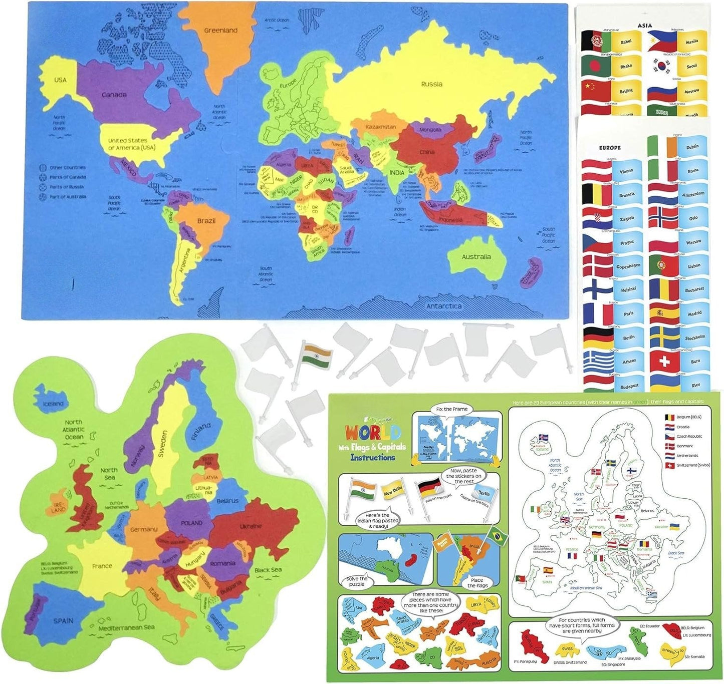 World Map & USA Map Puzzle Set