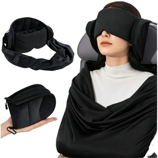 ✈️ 3‑in‑1 Airplane Travel Sleep Support, Head Arm Rest with Eye Mask
