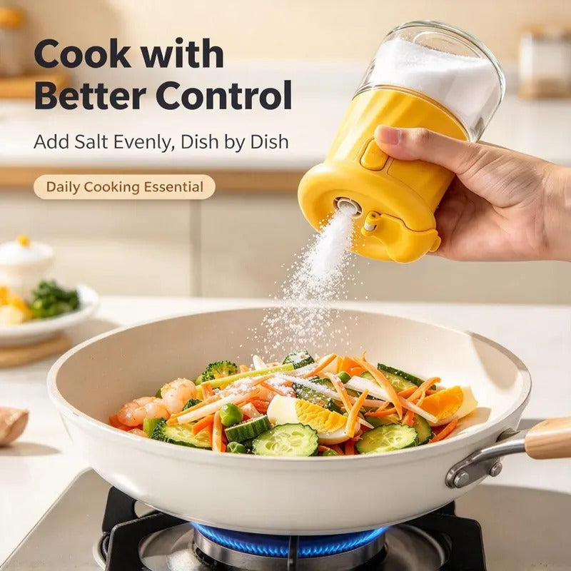 2-in-1 Quantitative Glass Salt Shaker, Press Control Dual Mode Seasoning Dispenser 🧂